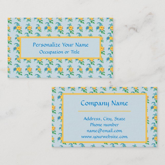 Vintag Gelborange Blume Visitenkarte (Vorne/Hinten)