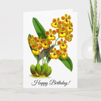 Vintag Gelborange Orchidee Blume Personalisiert Karte