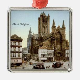 Vintag - Gent, Belgien Silbernes Ornament