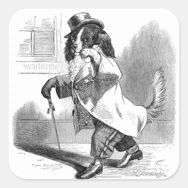 Vintag Gentleman Dog Stickers (Vorderseite)
