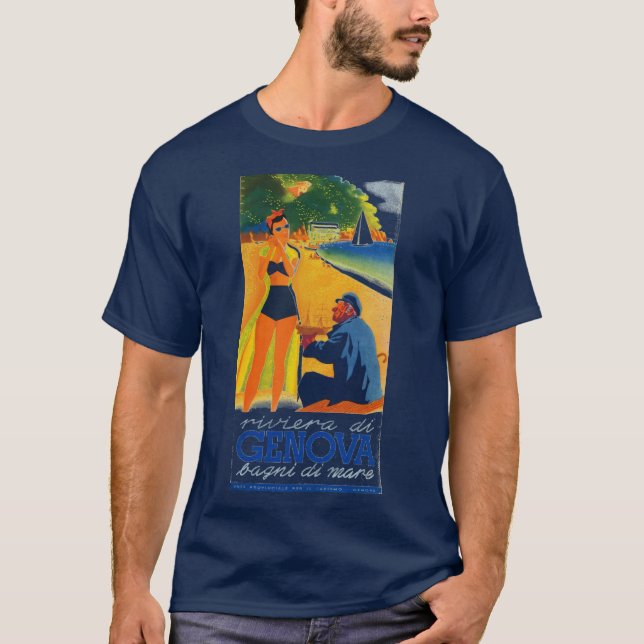 Vintag Genua - Italien Tourismus T-Shirt (Vorderseite)