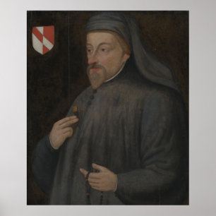 Vintag Geoffrey Chaucer Portrait Painting Poster