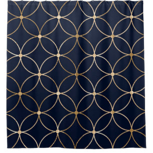 Vintag Geometrie: Gold Blue Abstrakt Duschvorhang