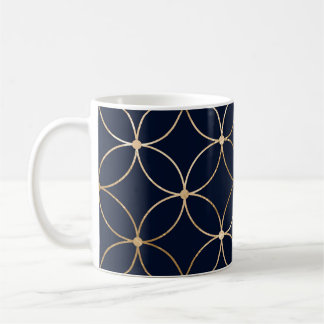 Vintag Geometrie: Gold Blue Abstrakt Kaffeetasse