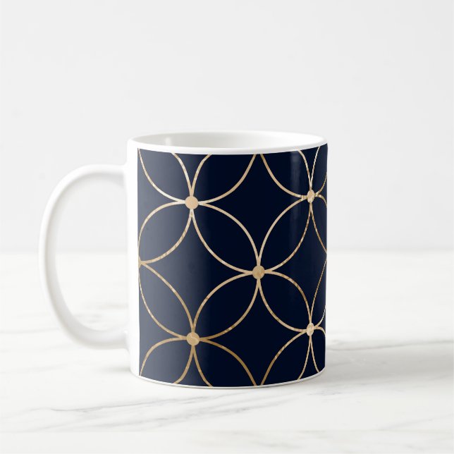 Vintag Geometrie: Gold Blue Abstrakt Kaffeetasse (Links)