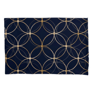 Vintag Geometrie: Gold Blue Abstrakt Kissenbezug