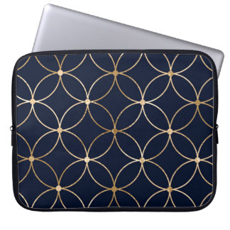 Vintag Geometrie: Gold Blue Abstrakt Laptopschutzhülle