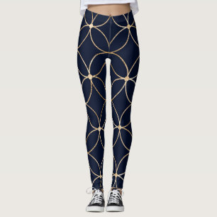 Vintag Geometrie: Gold Blue Abstrakt Leggings