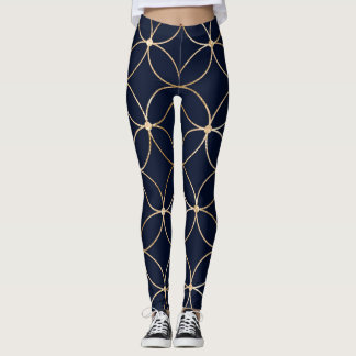 Vintag Geometrie: Gold Blue Abstrakt Leggings