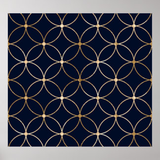 Vintag Geometrie: Gold Blue Abstrakt Poster