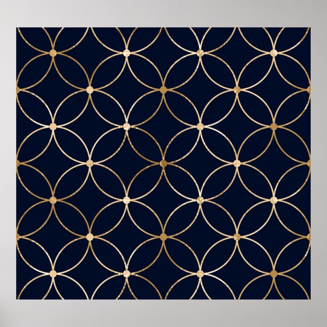Vintag Geometrie: Gold Blue Abstrakt Poster (Vorne)