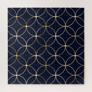 Vintag Geometrie: Gold Blue Abstrakt Puzzle
