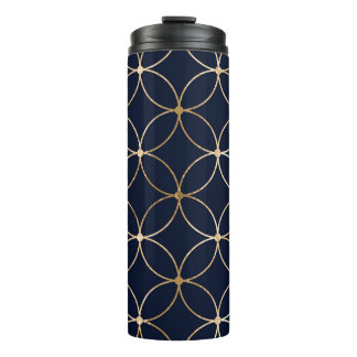 Vintag Geometrie: Gold Blue Abstrakt Thermosbecher