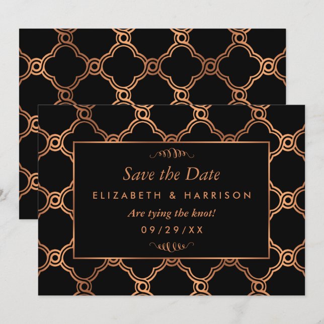 Vintag Geometrische Art Deco Gatsby Save the Date (Vorne/Hinten)