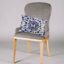 Vintag geometrische blaue Tile Mit Monogramm