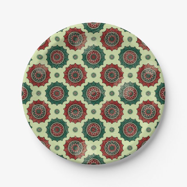 Vintag geometrischer Kreis Dots Boho Mandala Pappteller (Vorderseite)