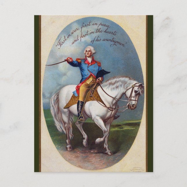 Vintag George Washington auf Horseback Postkarte (Vorderseite)
