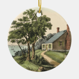 Vintag George Washington Birthplace Weihnachten Keramik Ornament