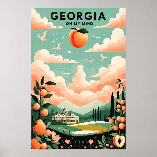Vintag Georgia Peach Travel Poster (Vorne)