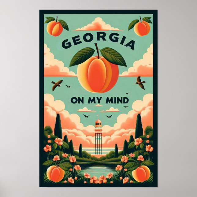 Vintag Georgia Peach Travel Poster (Vorne)