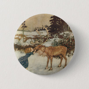 Vintag Gerda und Reindeer von Edmund Dulac Button