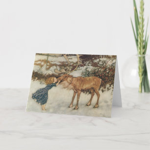Vintag Gerda und Reindeer von Edmund Dulac Feiertagskarte