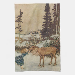 Vintag Gerda und Reindeer von Edmund Dulac Handtuch