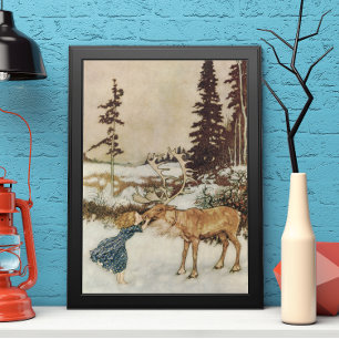 Vintag Gerda und Reindeer von Edmund Dulac Poster