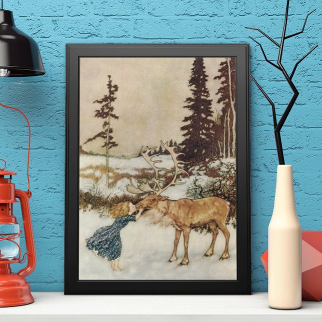 Vintag Gerda und Reindeer von Edmund Dulac Poster (Von Creator hochgeladen)