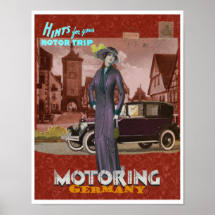 VINTAG GERECYCELT KUNSTDRUCKMOTOREN DEUTSCHLAND POSTER