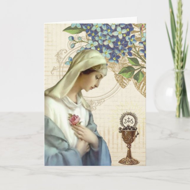 Vintag gesegnete Jungfrau Mary Eucharist Muttertag Karte (Vorderseite)