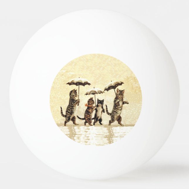 Vintag gestreifte Katzen Schnee Tischtennisball (Vorderseite)