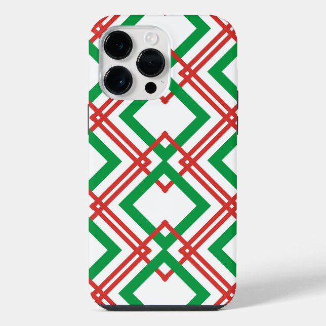 Vintag gestreiftes Rot und Grün iPhone Hülle (Rückseite)