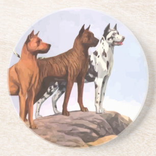 Vintag gestrichen Great Danes Sandstone Untersetze Getränkeuntersetzer