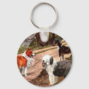 Vintag gestrichene Collies Schlüsselkette Schlüsselanhänger