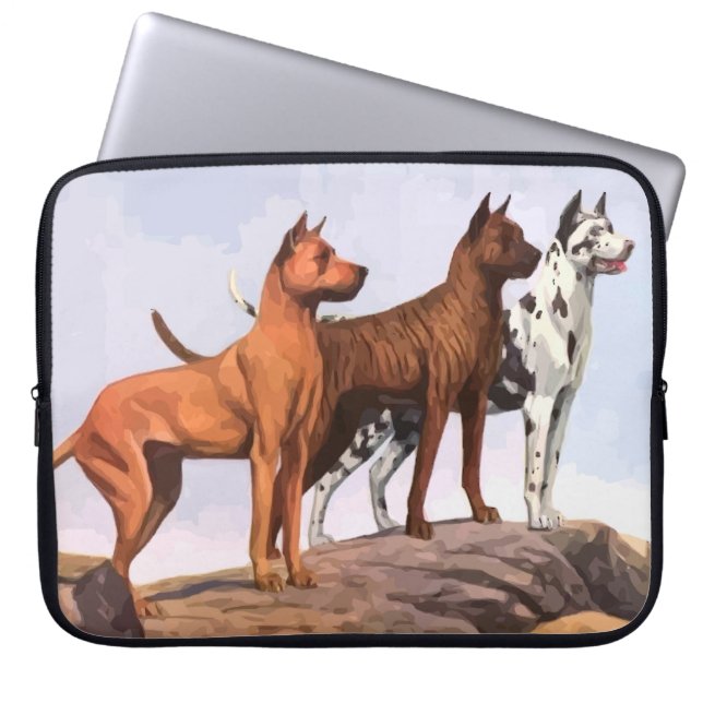 Vintag gestrichene Great Danes Notebook-Computer-S Laptopschutzhülle (Vorderseite)