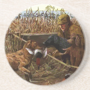 Vintag gestrichene Retrever mit Duck Hunter Unters Getränkeuntersetzer