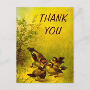 Vintag gestrichene Sparrow Danke Postcard Postkarte