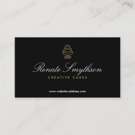 Vintag gestuftes Cake-Logo mit elegantem schwarzen Visitenkarte