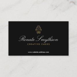 Vintag gestuftes Cake-Logo mit elegantem schwarzen Visitenkarte