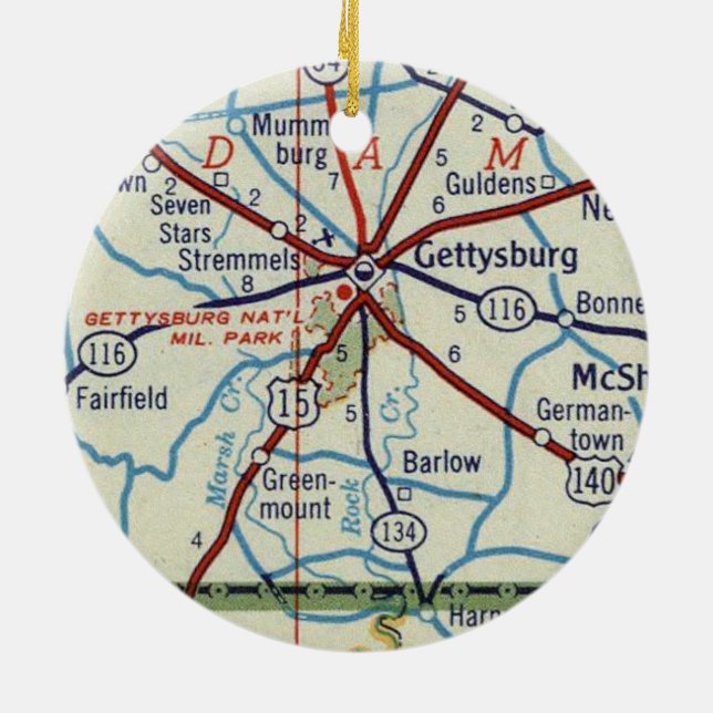 Vintag Gettysburg Keramik Ornament (Hinten)