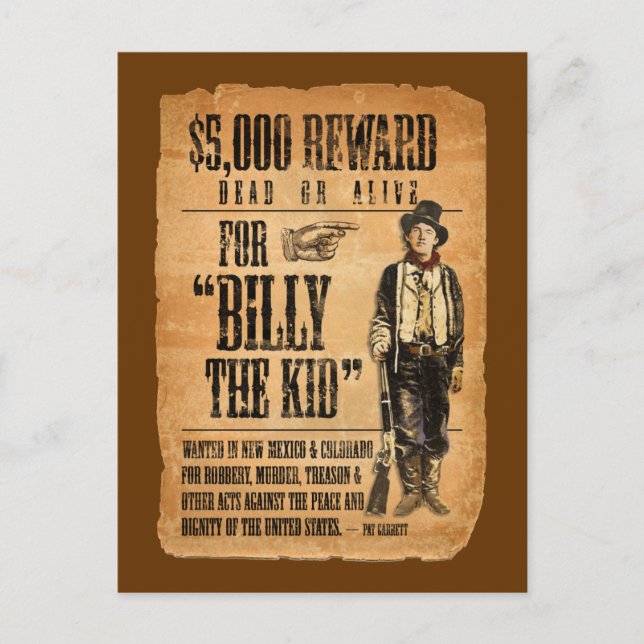 Vintag Gewollt / Bonusposter für Billy the Kid Postkarte (Vorderseite)