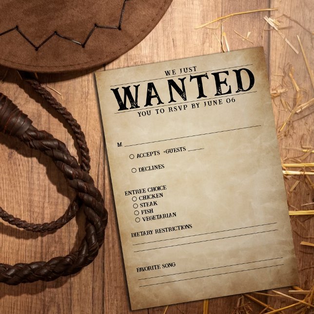 Vintag Gewollt Poster Wedding RSVP Karte (Vintage Wanted Poster Wedding RSVP)