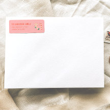 Vintag Gezeichnet Pink Red Christmas Doddle-Adress