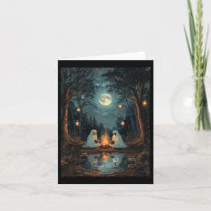 Vintag Ghost Book Reading Camping Gothic Hallowee Karte