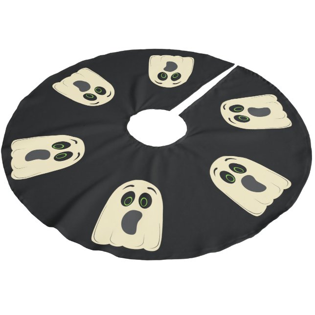 Vintag Ghost Brushed Polyester Tree Skirt Weihnachtsbaumdecke (Schrägansicht)