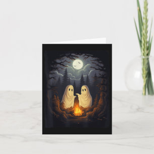 Vintag Ghost Camping Campfire Gothic Halloween Me Karte