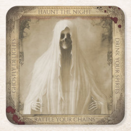 Vintag Ghost Halloween Creepy Rechteckiger Pappuntersetzer