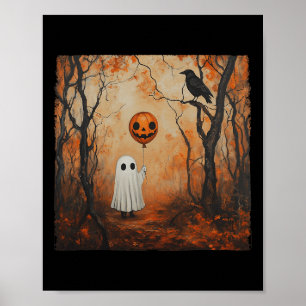 Vintag Ghost Pumpkin Gothic Halloween Ghost Spook Poster