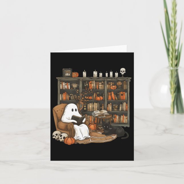 Vintag Ghost Reading Books Bibliothekarische Lehrh Karte (Vorderseite)